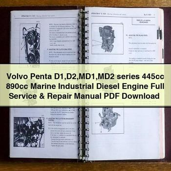 Volvo Penta D1 D2 MD1 MD2 Series 445cc 890cc Marine Industrial Diesel Engine Workshop Service Repair Manual PDF Download
