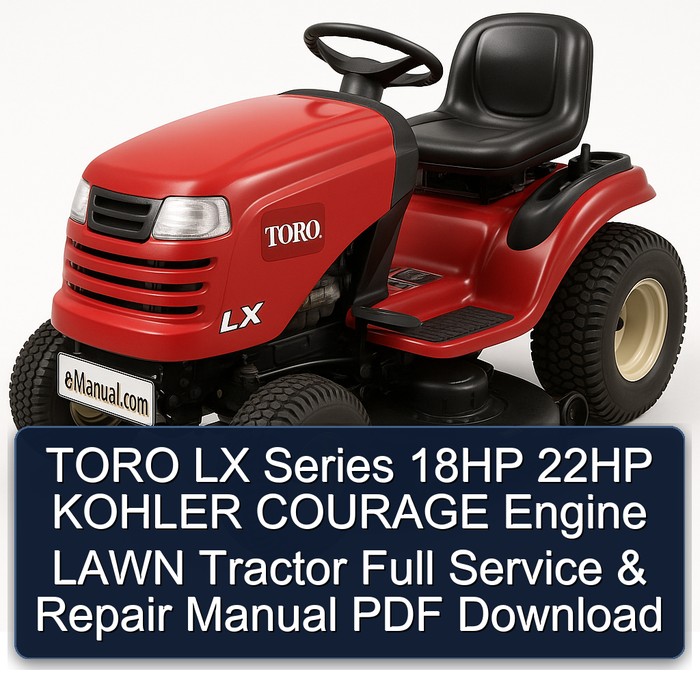 TORO LX Series 18HP 22HP KOHLER COURAGE Engine LAWN Tractor Full Service & Repair Manual PDF Download
