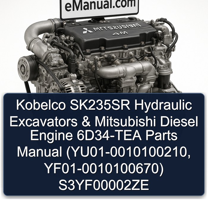 Manual de Repuestos para Excavadoras Hidráulicas Kobelco SK235SR con Motor Diesel Mitsubishi 6D34-TEA (YU01-0010100210 YF01-0010100670) S3YF00002ZE