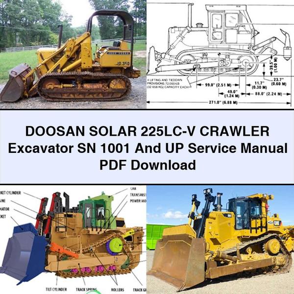 DOOSAN SOLAR 225LC-V Crawler Excavator SN 1001 And UP Service Repair Manual 