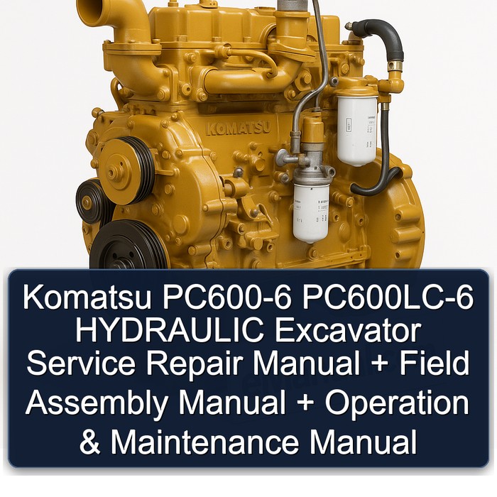 Komatsu PC600-6 PC600LC-6 HYDRAULIC Excavator Manual de servicio y reparación + Field Assembly Manual + Operation & Maintenance Manual