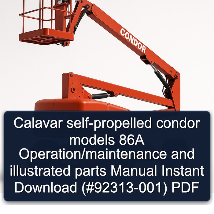 Calavar self-propelled condor models 86A Operation/maintenance and illustrated parts Manual Instant Download (#92313-001) PDF