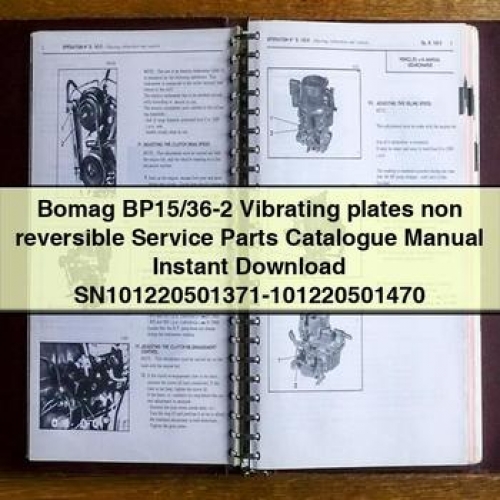 Bomag BP15/36-2 Vibrating Plates Non-Reversible Service Parts Catalogue Manual - Instant Download